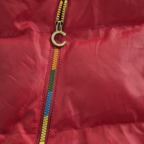 COOGI Australia Red Hooded Puffer Vest Colorful Logo Print Size S - Picture 6 of 9